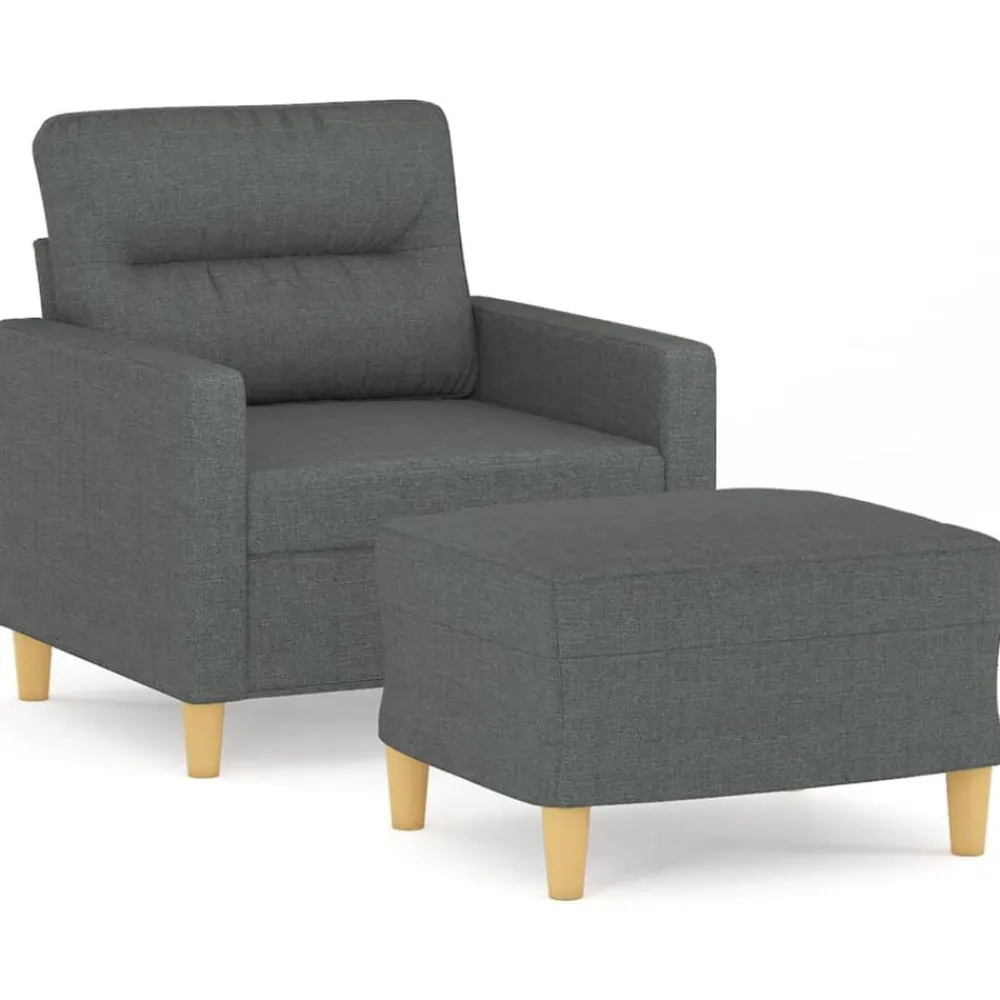 vidaXL Sillón con taburete tela 60 cm Gris oscuro Best