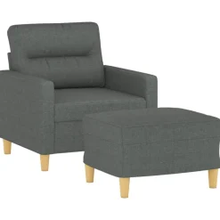 vidaXL Sillón con taburete tela 60 cm Gris oscuro Best