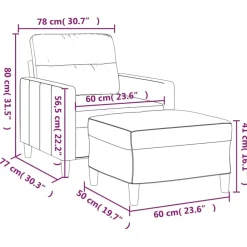 vidaXL Sillón con taburete tela 60 cm Gris oscuro Best