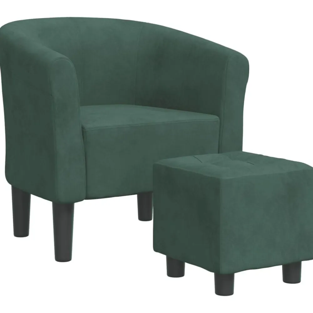 vidaXL Sillas-Sillón con taburete terciopelo