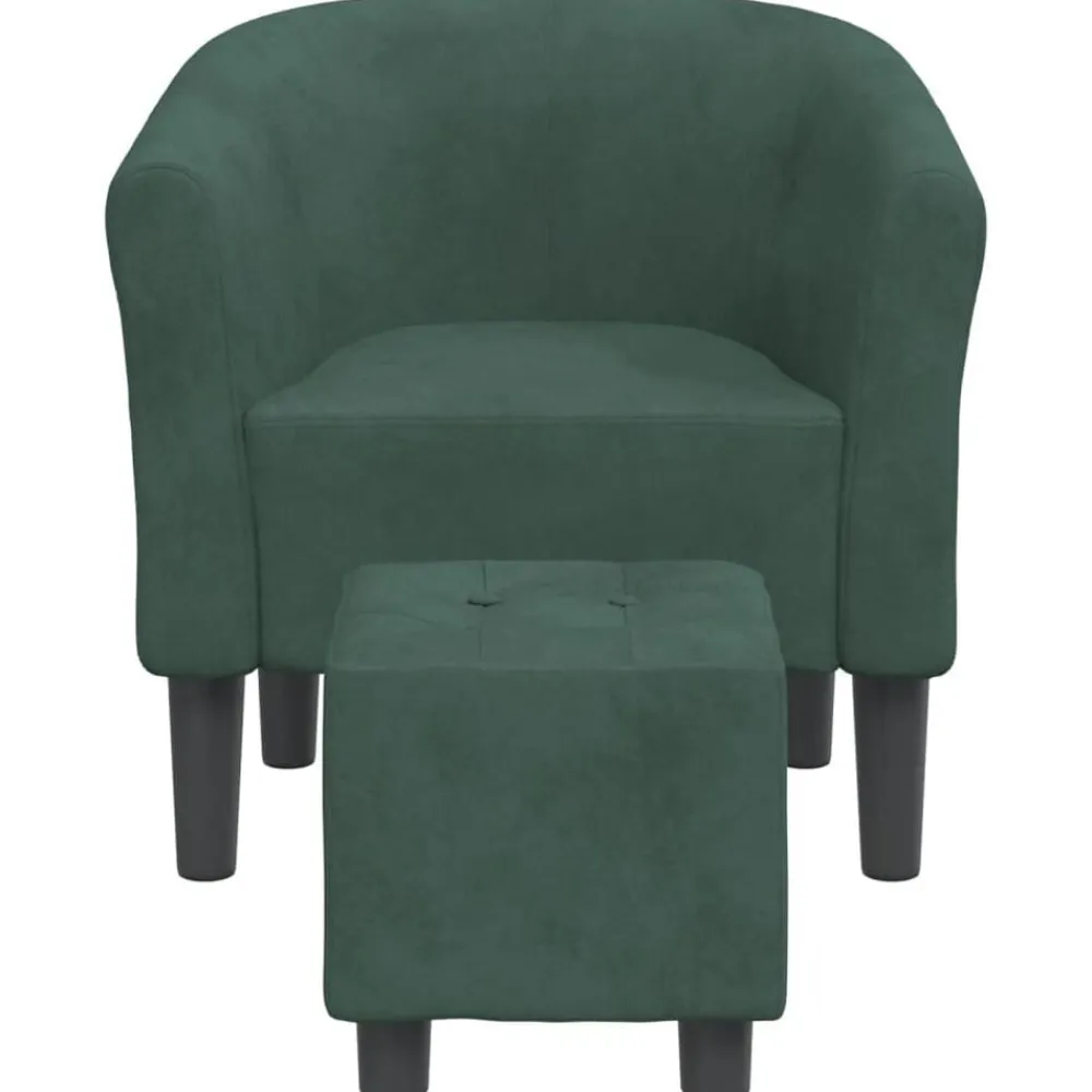 vidaXL Sillas-Sillón con taburete terciopelo