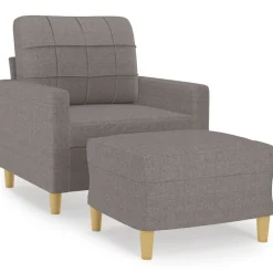 vidaXL Sofás-Sillón con taburete tela gris taupe 60 cm
