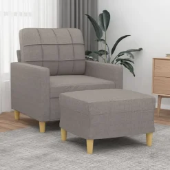 vidaXL Sofás-Sillón con taburete tela gris taupe 60 cm