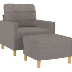 vidaXL Sofás-Sillón con taburete tela gris taupe 60 cm