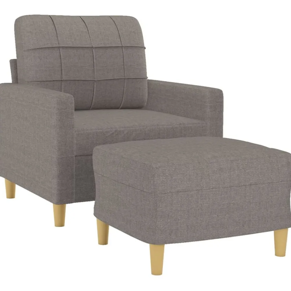 vidaXL Sofás-Sillón con taburete tela gris taupe 60 cm
