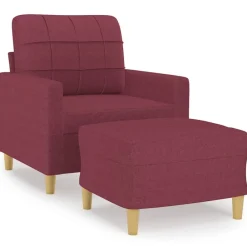 vidaXL Sofás-Sillón con taburete tela rojo tinto 60 cm