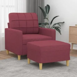 vidaXL Sofás-Sillón con taburete tela rojo tinto 60 cm