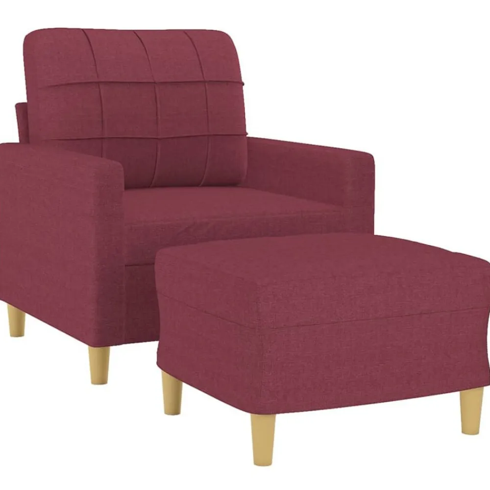 vidaXL Sofás-Sillón con taburete tela rojo tinto 60 cm