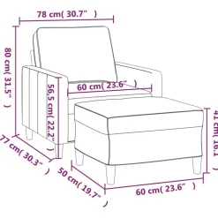 vidaXL Sofás-Sillón con taburete terciopelo 60 cm