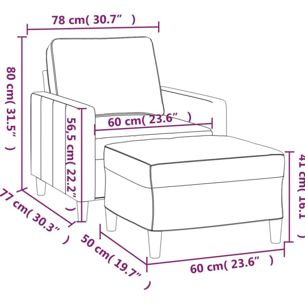 vidaXL Sofás-Sillón con taburete terciopelo 60 cm
