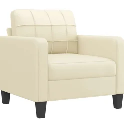 vidaXL Sillón cuero sintético 60 cm Crema Clearance