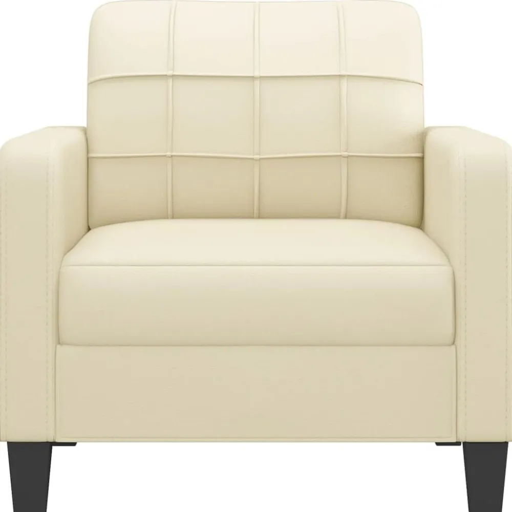 vidaXL Sillón cuero sintético 60 cm Crema Clearance