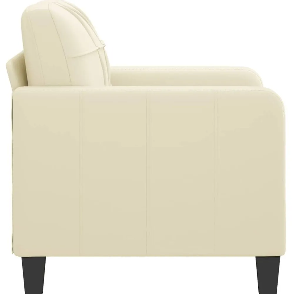 vidaXL Sillón cuero sintético 60 cm Crema Clearance