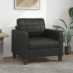 vidaXL Sillón cuero sintético 60 cm Negro