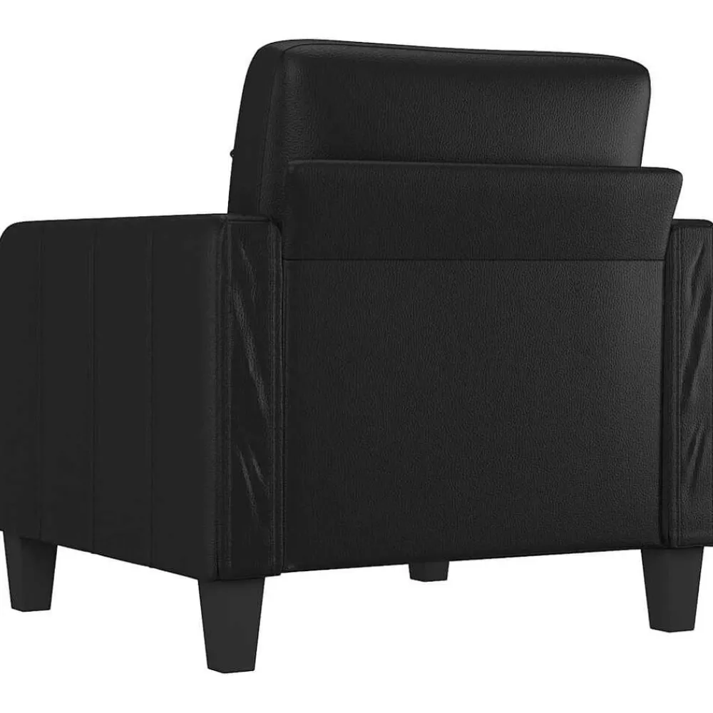 vidaXL Sillón cuero sintético 60 cm Negro
