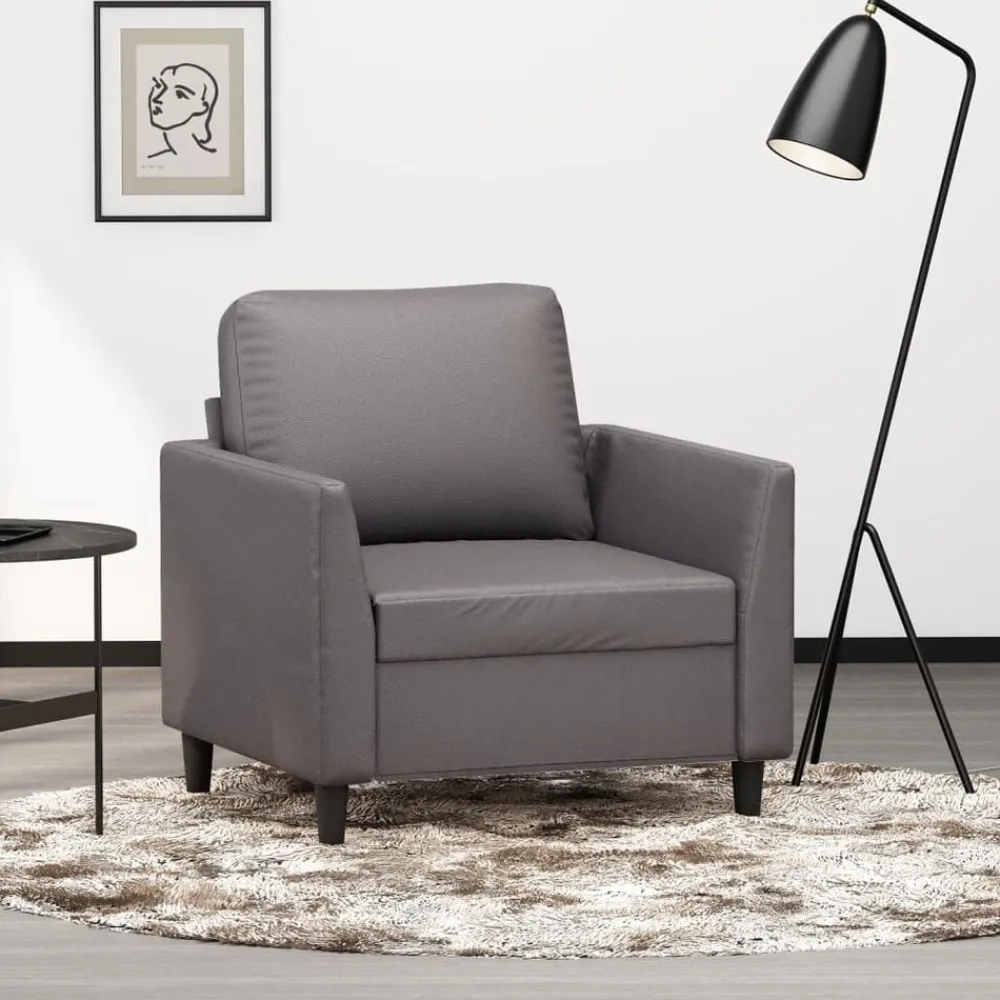 vidaXL Sillón cuero sintético 60 cm Gris Sale