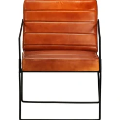 vidaXL Sillas-Sillón de cuero auténtico marrón canela