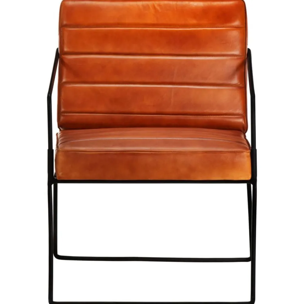 vidaXL Sillas-Sillón de cuero auténtico marrón canela