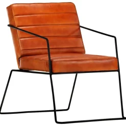 vidaXL Sillas-Sillón de cuero auténtico marrón canela