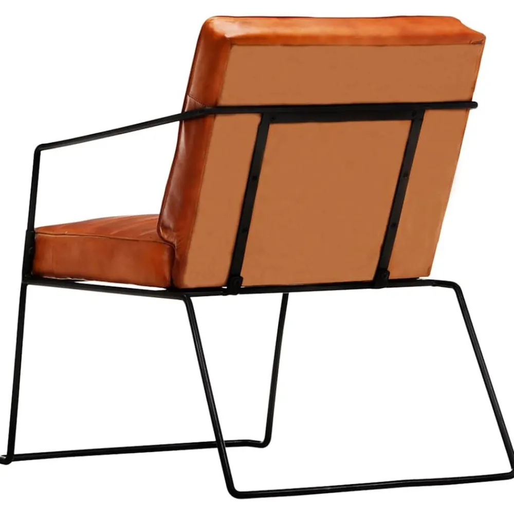vidaXL Sillas-Sillón de cuero auténtico marrón canela