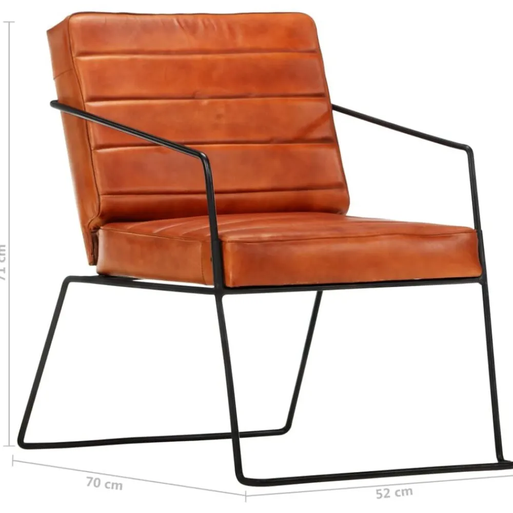 vidaXL Sillas-Sillón de cuero auténtico marrón canela