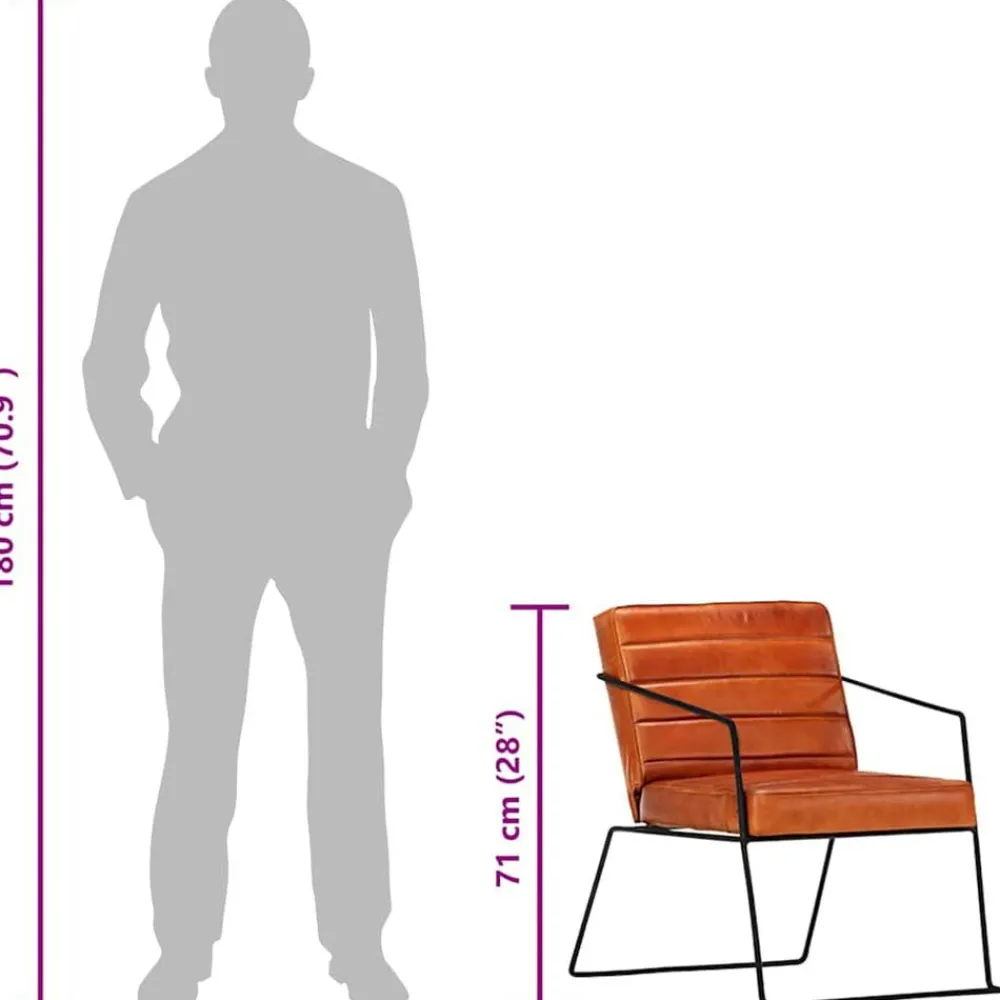 vidaXL Sillas-Sillón de cuero auténtico marrón canela