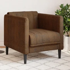vidaXL Sofás-Sillón de cuero sintético de ante marrón
