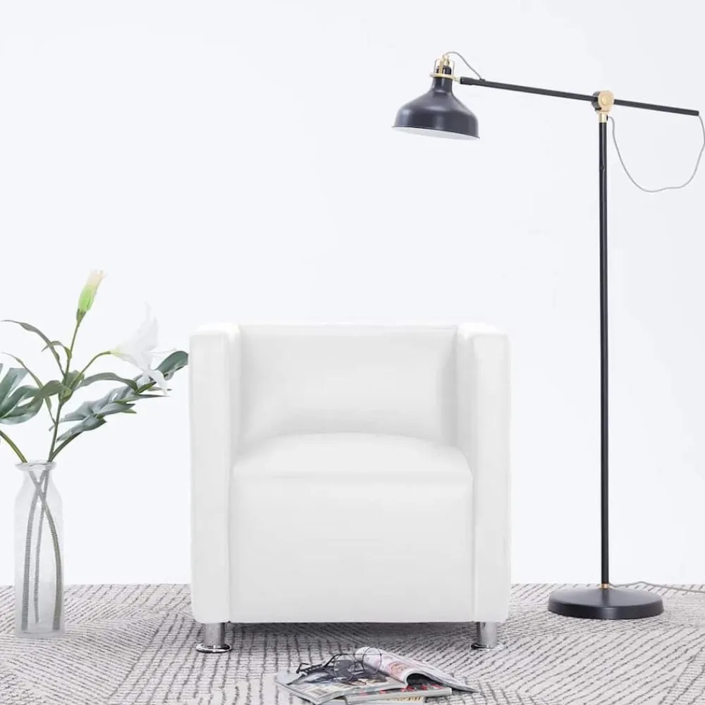 vidaXL Sillón de cuero sintético Blanco Hot