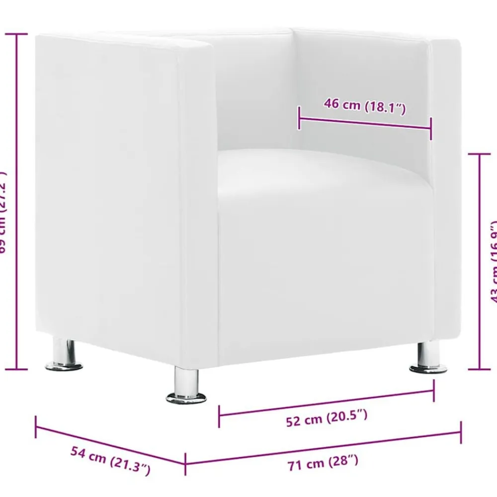 vidaXL Sillón de cuero sintético Blanco Hot