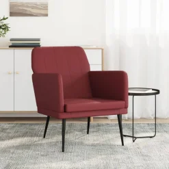 vidaXL Sillas-Sillón de cuero sintético rojo tinto 61x78x80 cm