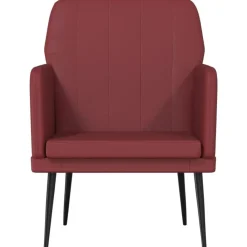 vidaXL Sillas-Sillón de cuero sintético rojo tinto 61x78x80 cm