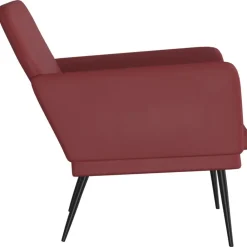 vidaXL Sillas-Sillón de cuero sintético rojo tinto 61x78x80 cm