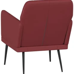 vidaXL Sillas-Sillón de cuero sintético rojo tinto 61x78x80 cm