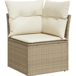 vidaXL Sillón de esquina de jardín con cojines ratán sintético Beige Best