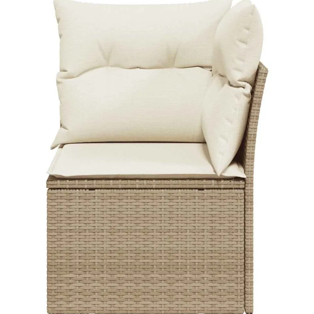 vidaXL Sillón de esquina de jardín con cojines ratán sintético Beige Best
