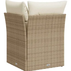 vidaXL Sillón de esquina de jardín con cojines ratán sintético Beige Best