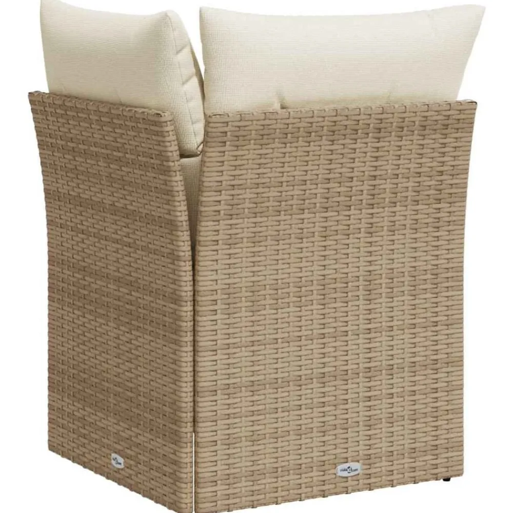 vidaXL Sillón de esquina de jardín con cojines ratán sintético Beige Best