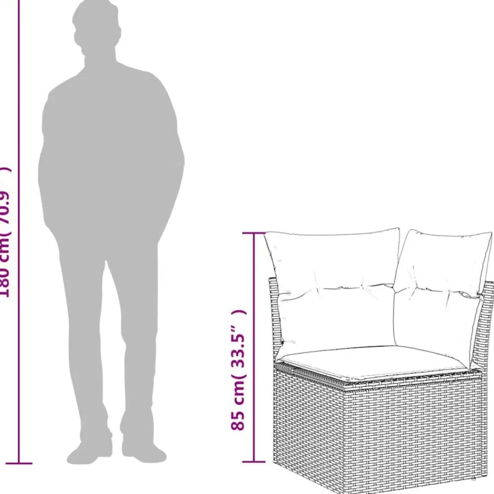 vidaXL Sillón de esquina de jardín con cojines ratán sintético Beige Best