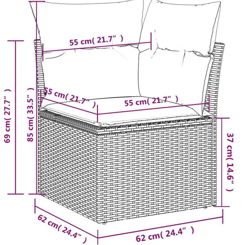 vidaXL Muebles De Jardín-Sillón de esquina de jardín con cojines ratán sintético beige