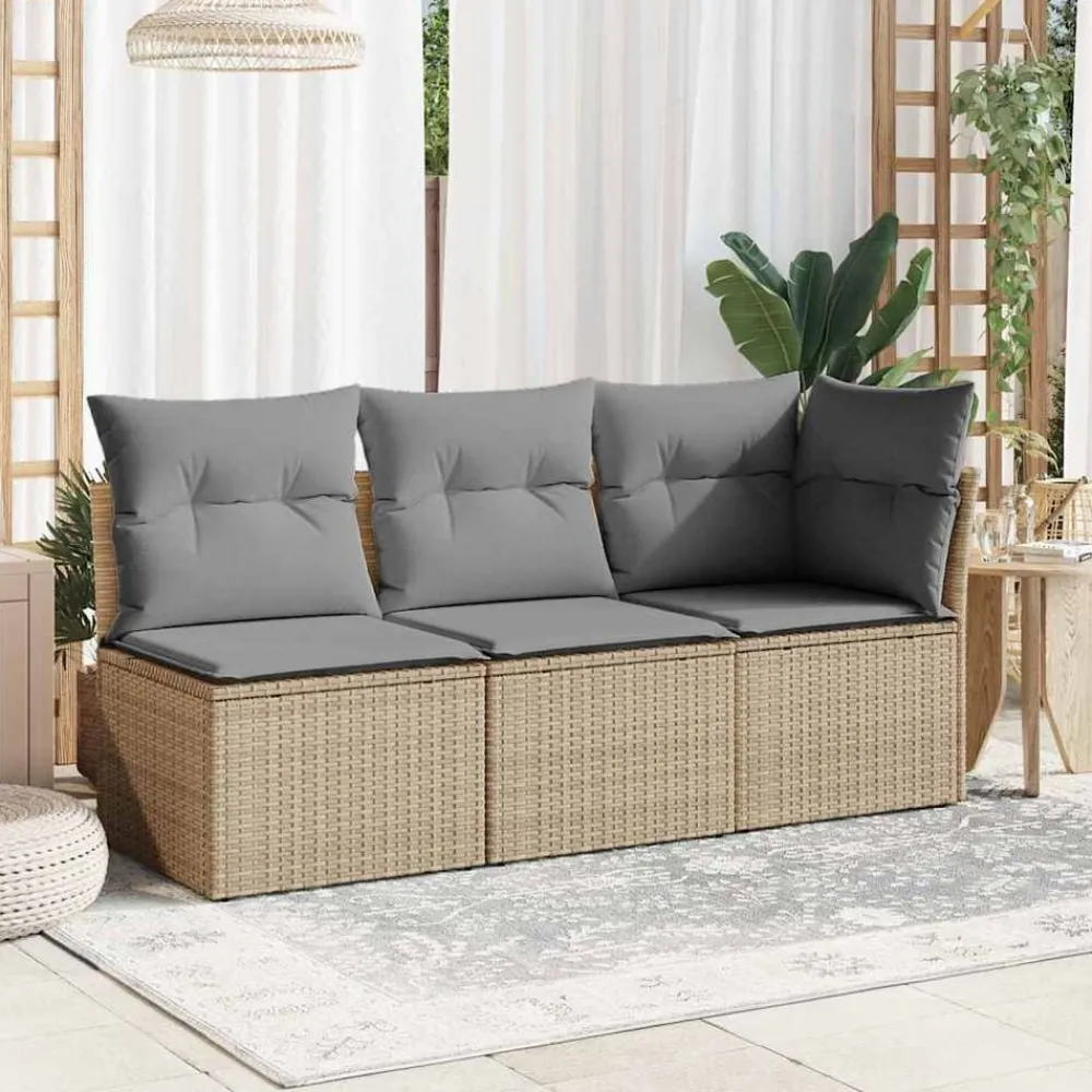vidaXL Muebles De Jardín-Sillón de esquina de jardín con cojines ratán sintético beige