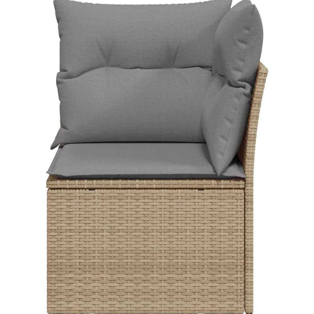 vidaXL Muebles De Jardín-Sillón de esquina de jardín con cojines ratán sintético beige