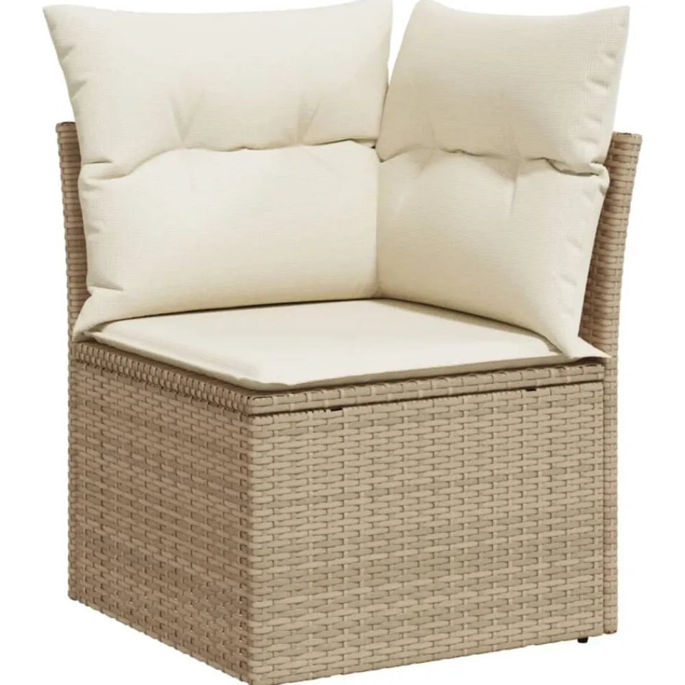 vidaXL Muebles De Jardín-Sillón de esquina de jardín con cojines ratán sintético beige