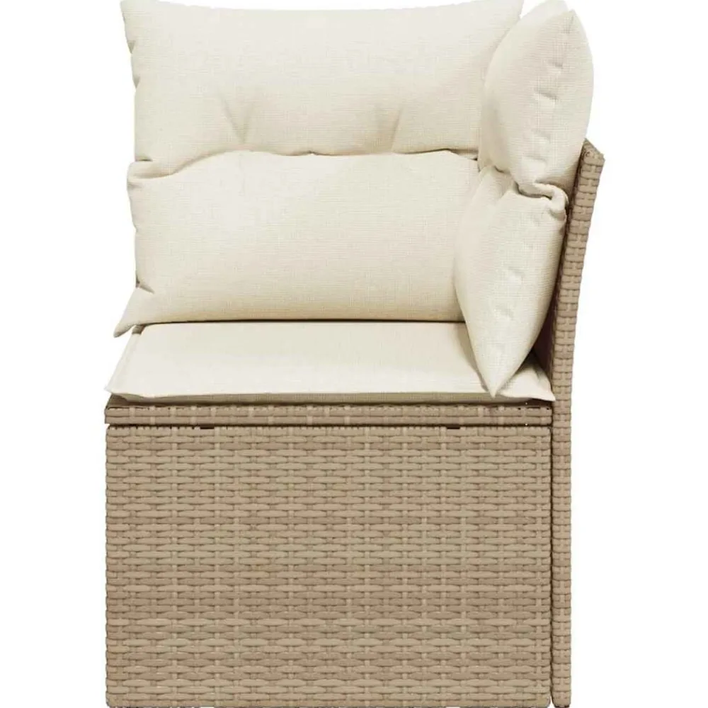 vidaXL Muebles De Jardín-Sillón de esquina de jardín con cojines ratán sintético beige