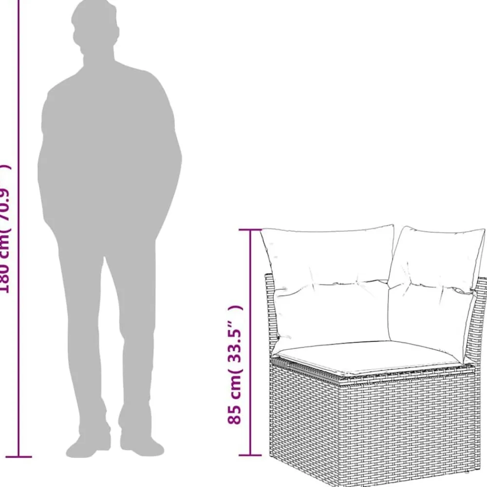 vidaXL Muebles De Jardín-Sillón de esquina de jardín con cojines ratán sintético beige