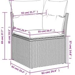 vidaXL Muebles De Jardín-Sillón de esquina de jardín con cojines ratán sintético beige