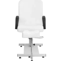 vidaXL Salud Y Belleza-Sillón de masaje con reposapiés blanco cuero PE 127x60x98 cm