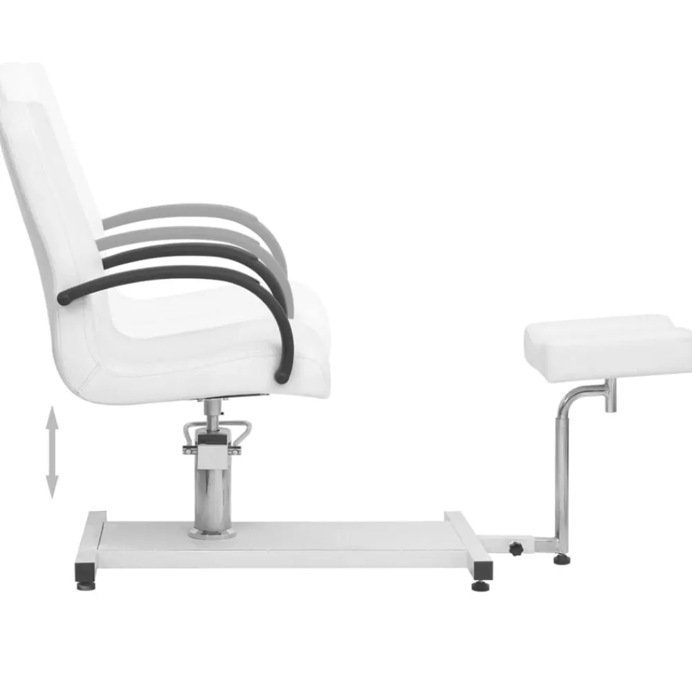 vidaXL Salud Y Belleza-Sillón de masaje con reposapiés blanco cuero PE 127x60x98 cm