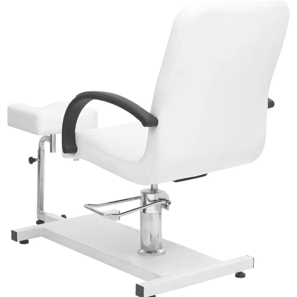 vidaXL Salud Y Belleza-Sillón de masaje con reposapiés blanco cuero PE 127x60x98 cm