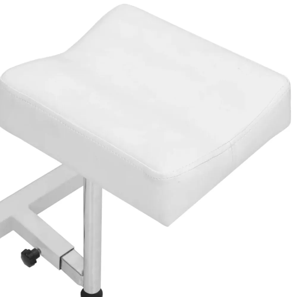vidaXL Salud Y Belleza-Sillón de masaje con reposapiés blanco cuero PE 127x60x98 cm