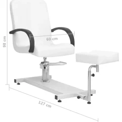vidaXL Salud Y Belleza-Sillón de masaje con reposapiés blanco cuero PE 127x60x98 cm